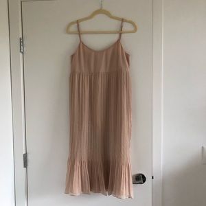 OAK + FORT  Nude Pink Pleated Dress